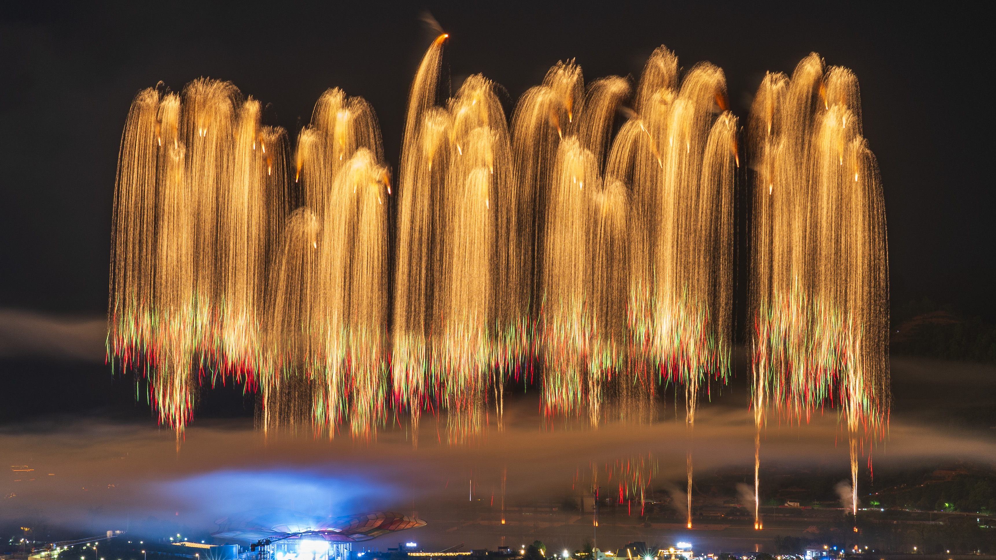 Fireworks and Zhang Xue Motorcycle Light Up Liuyang Sky Theatre